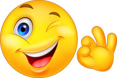 Smiley emoticon with ok sign clipart