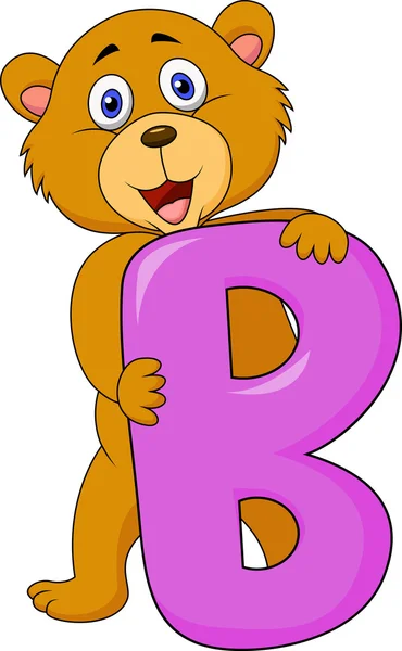 Alfabeto B con cartone animato orso — Vettoriale Stock