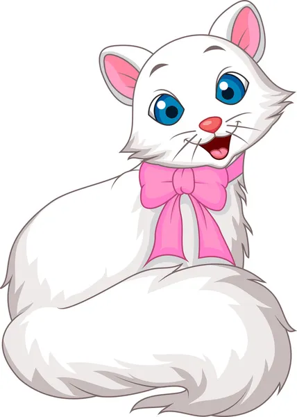 Cute white cat cartoon — Stock Vector