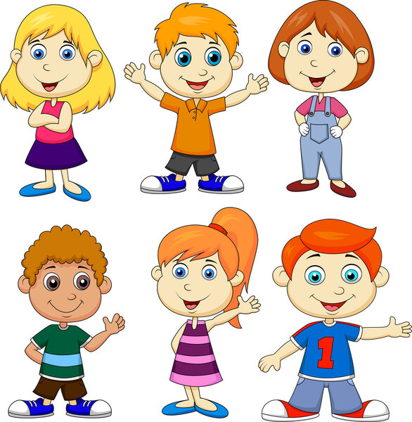 Boy and girl cartoon collection set