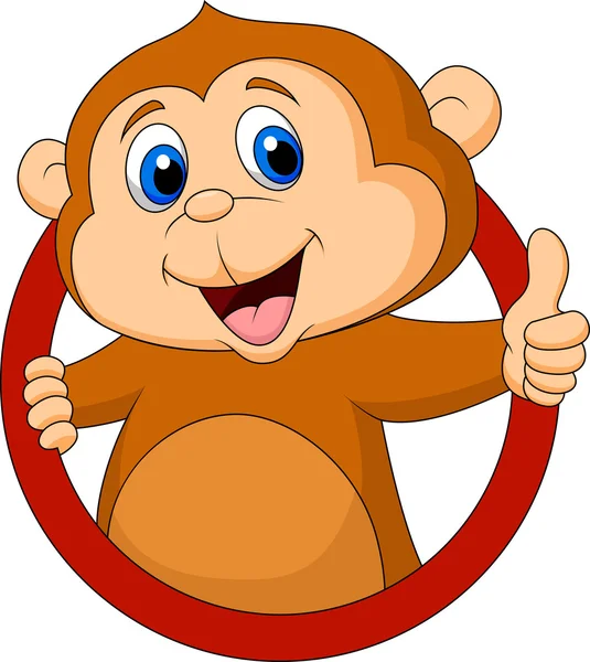 Χαριτωμένος αντίχειρας κινουμένων σχεδίων μαϊμού — Διανυσματικό Αρχείο