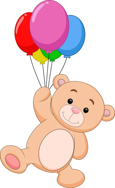 Милый мультфильм про медведя с воздушным шаром — стоковый вектор