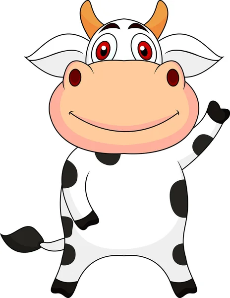 Cute cow cartoon waving — Stock Vector