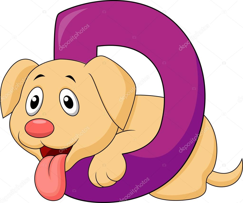 Alphabet D with Dog cartoon