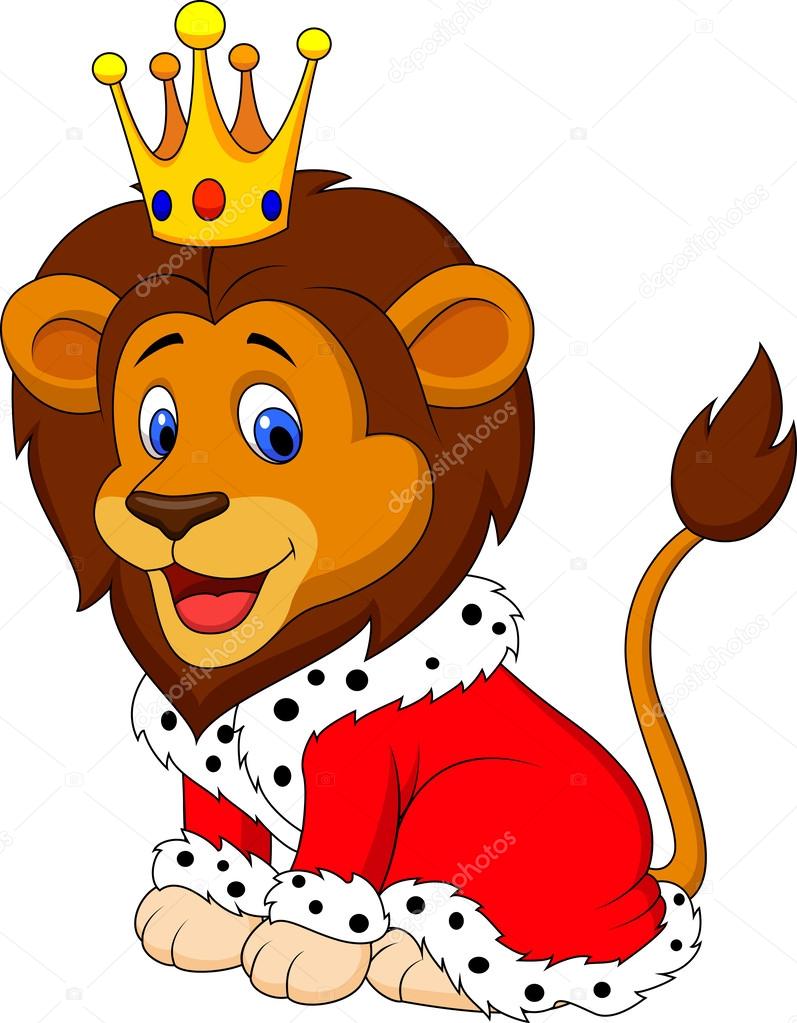 Cartoon lion in king outfit