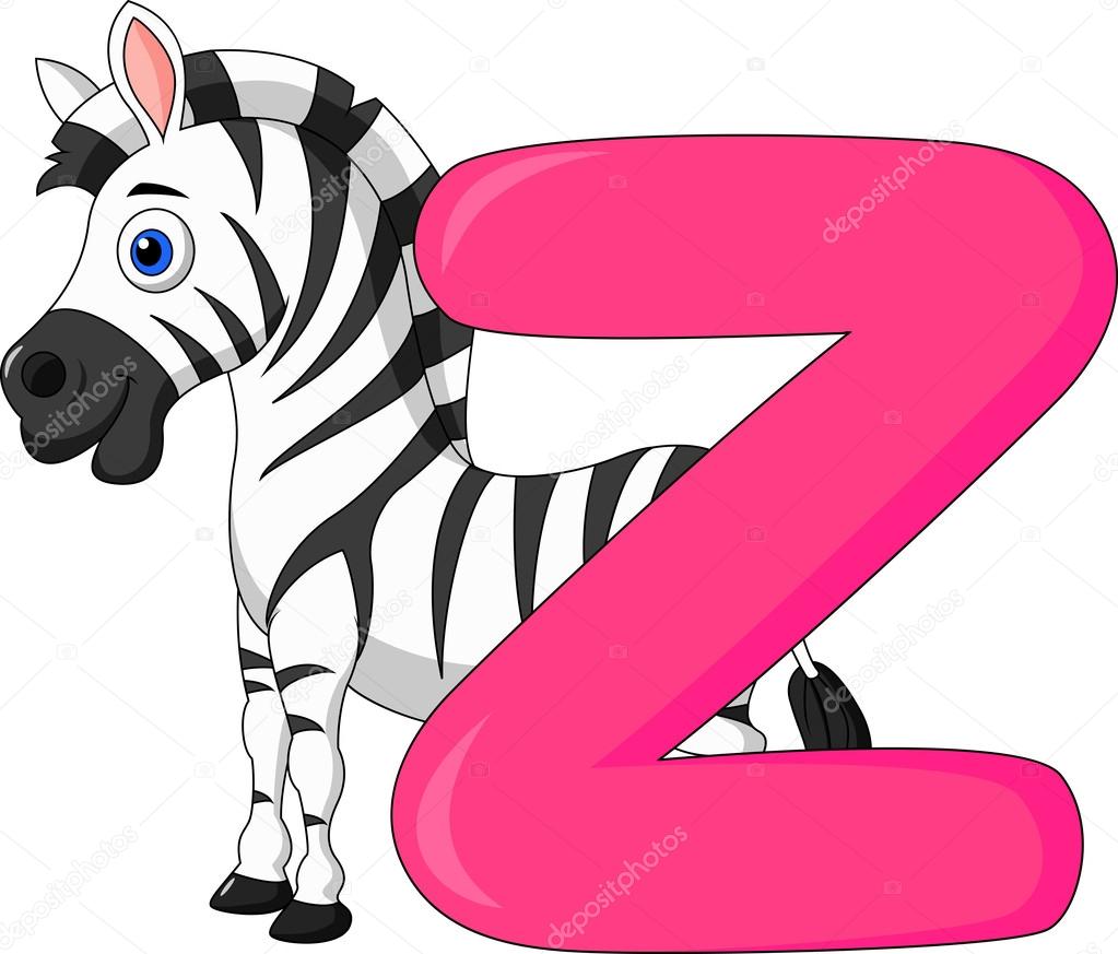 Alphabet Z with zebra cartoon
