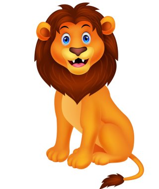 oturma sevimli aslan çizgi film