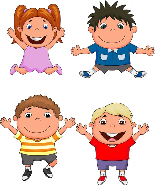 Dibujos animados niños felices — Vector de stock