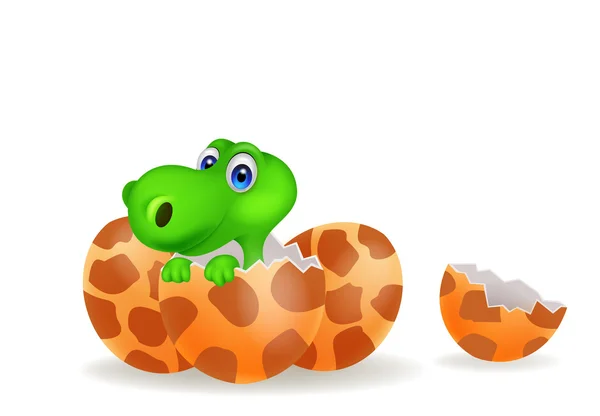 Cartoon a baby dinosaur hatching — Stock Vector