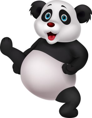 Panda cartoon doing martial art clipart