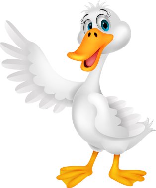 Cute duck cartoon waving clipart