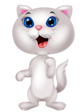 sevimli beyaz kedi çizgi film