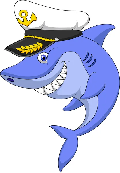 Shark captain cartoon — Stock Vector