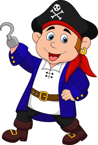 Roztomilý pirát kluk kreslené — Stockový vektor