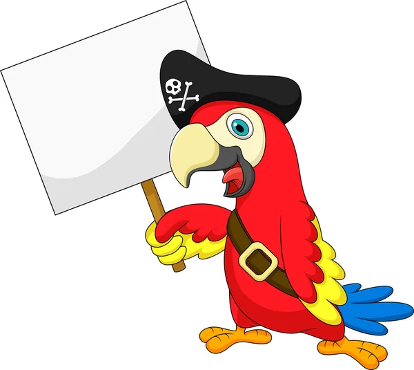 Γελοιογραφία πειρατής παπαγάλος με κενό σημάδι — Διανυσματικό Αρχείο