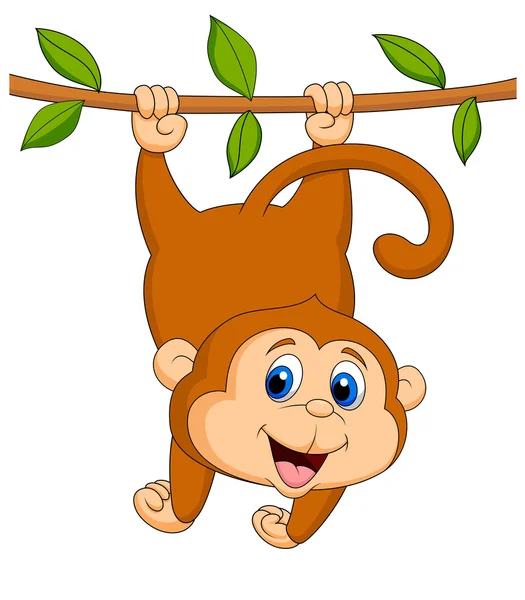 Cute monkey cartoon hanging — Stock Vector