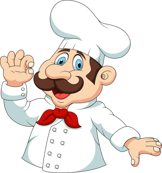 Cartone animato Chef con segno "ok" — Vettoriale Stock