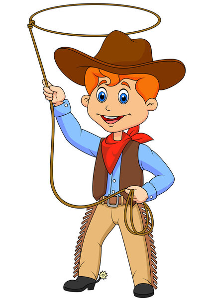 Cowboy kid cartoon twirling a lasso