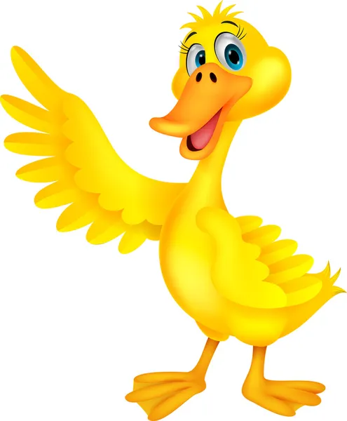 Lindo pato de dibujos animados ondeando — Vector de stock