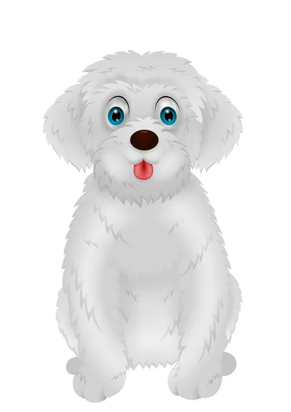Schattig wit hond cartoon — Stockvector