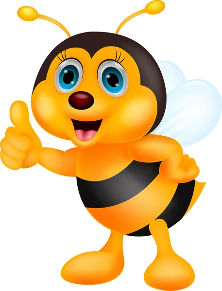 Schattig bee cartoon duim omhoog — Stockvector