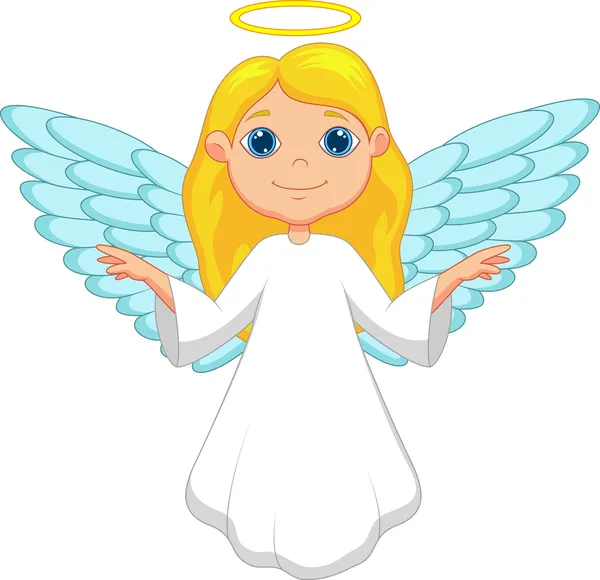 Little cute flying angel isolated on white. — Stock Vector