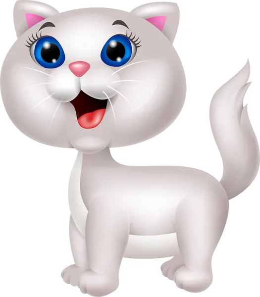 Cute white cat cartoon — Stock Vector