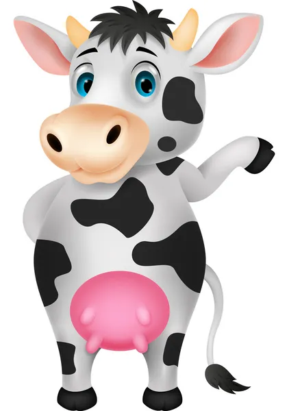 Cute cow cartoon waving — Stock Vector