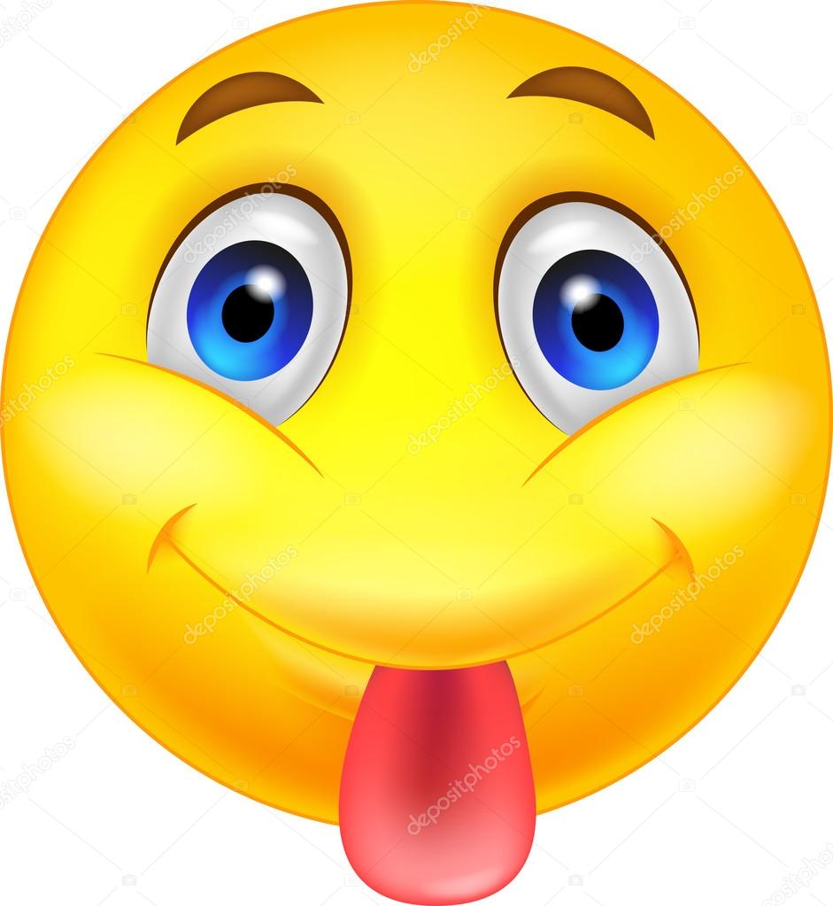 Smiley emoticon cartoon sticking out his tongue