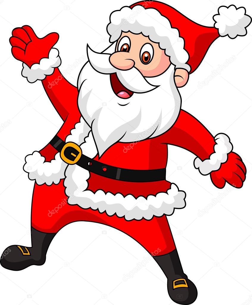 Santa clause cartoon waving hand