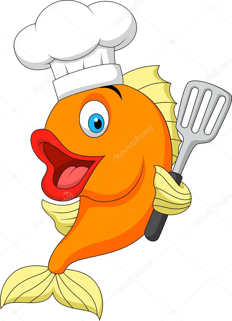 Fish chef cartoon