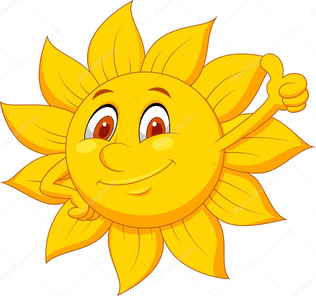 Sun cartoon character with thumb up