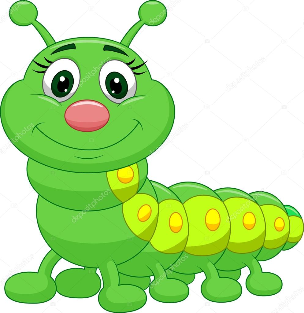 Cute green caterpillar cartoon