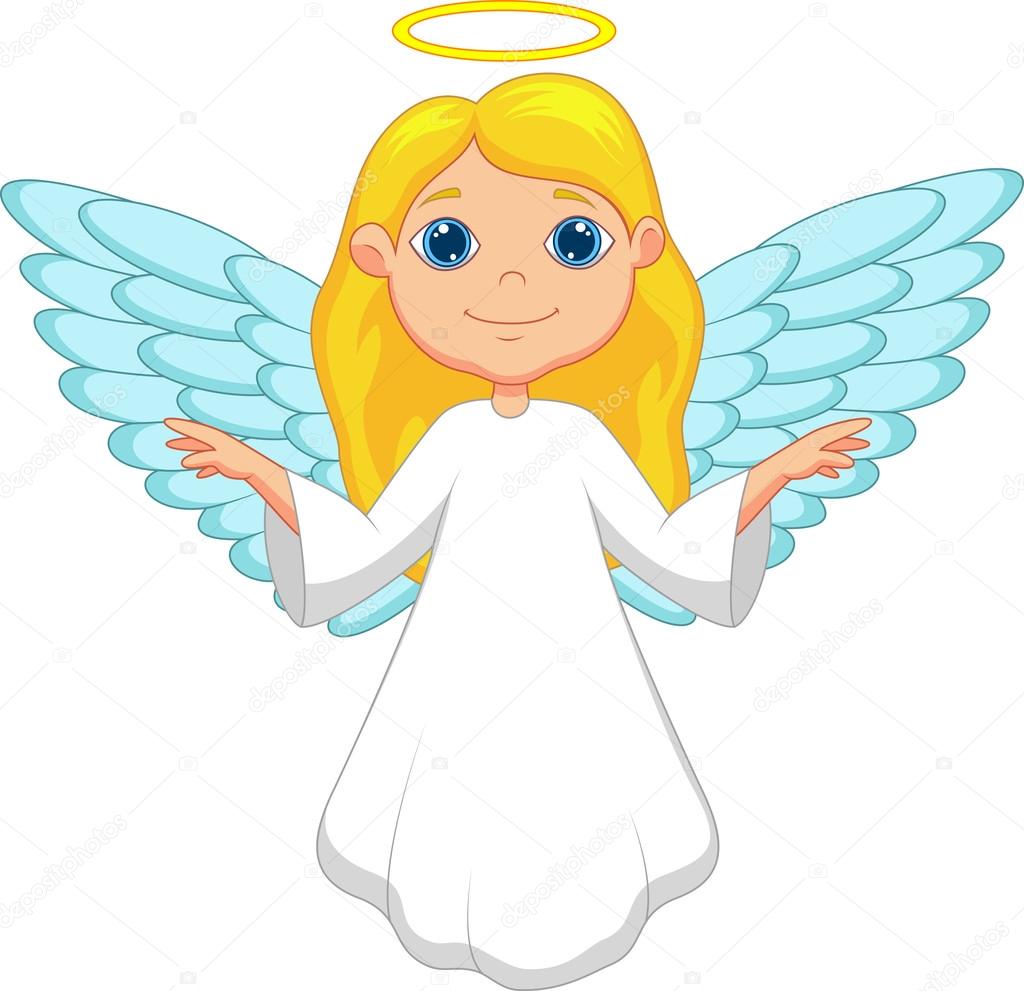 Little cute flying angel isolated on white.