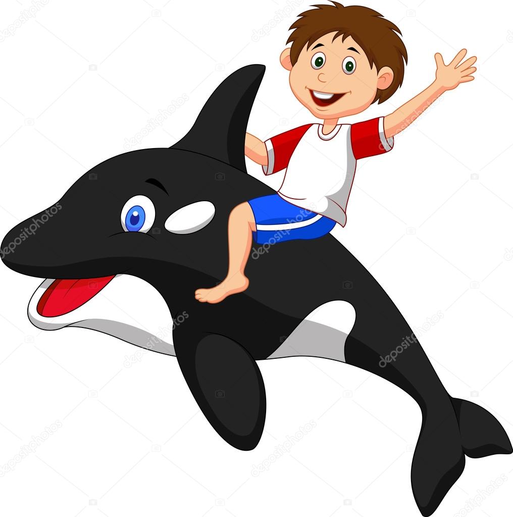 Boy playing with dolphin Stock Vector by ©tigatelu 25419853, image size:1016x1023