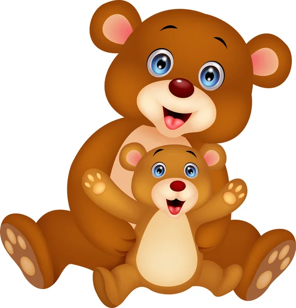 Mãe e bebê urso desenhos animados —  Vetores de Stock