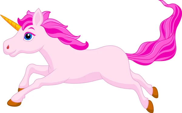 Lindo unicornio de dibujos animados corriendo — Vector de stock