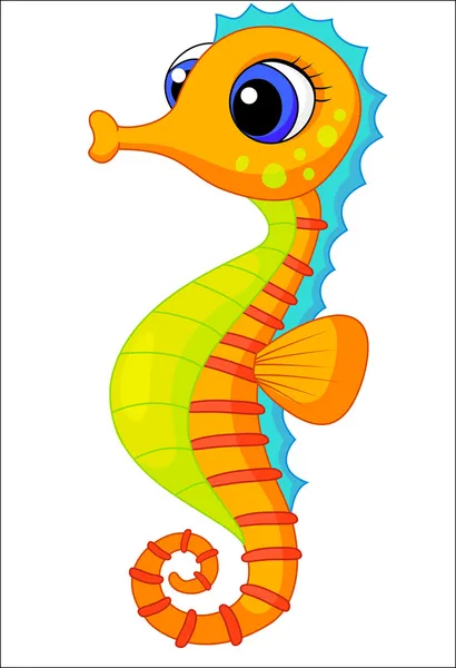 Mignon dessin animé hippocampe — Image vectorielle