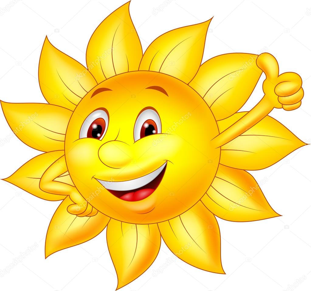 Sun cartoon character with thumb up