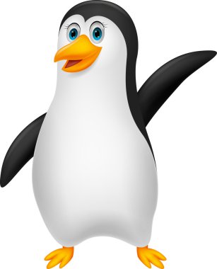 Sevimli penguen çizgi filmi el sallıyor