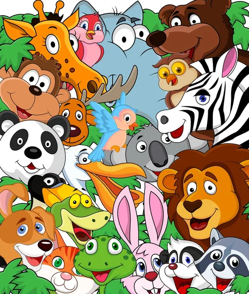 Wild Animal Cartoon Hintergrund — Stockvektor