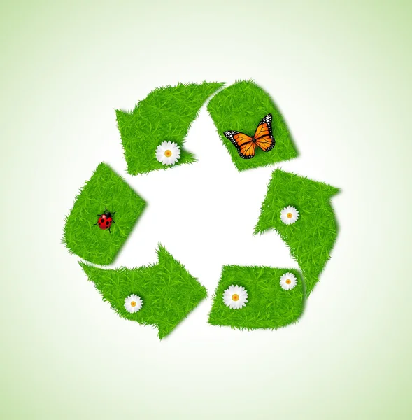 回收站图标从草背景 — 图库矢量图片