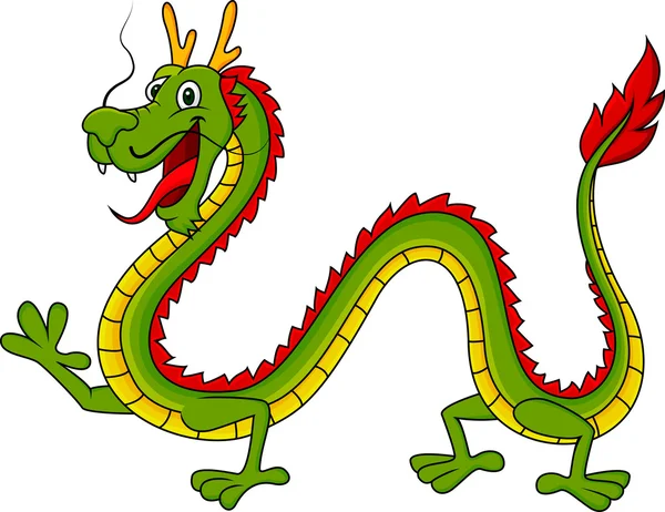 Roztomilý zelený drak karikatura — Stockový vektor