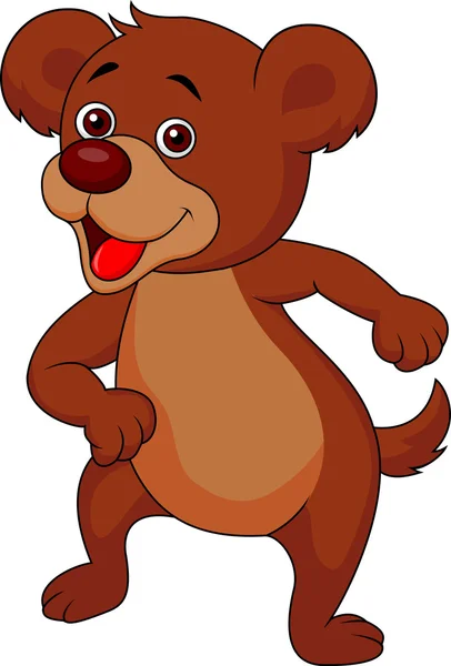 Bonita caricatura oso marrón — Vector de stock