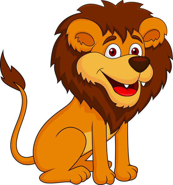 Smiling lion cartoon sitting