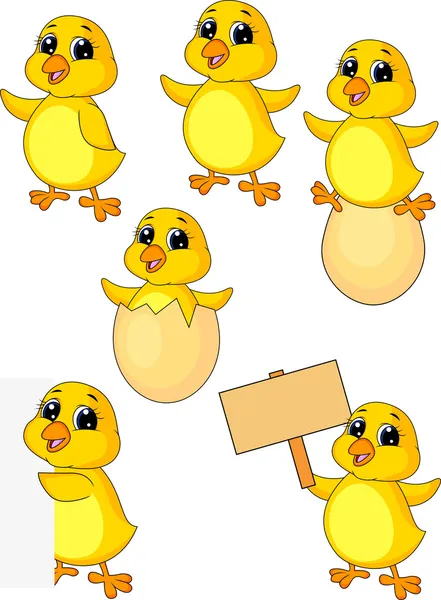 Conjunto de dibujos animados de pollo — Vector de stock