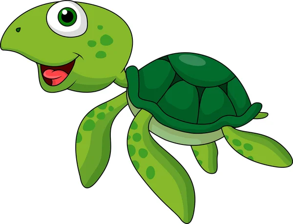 Linda tortuga marina de dibujos animados — Vector de stock