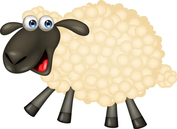 Caricatura de oveja sonriente — Vector de stock