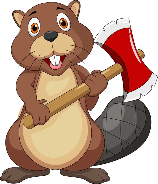 Beaver with axe — Stock Vector