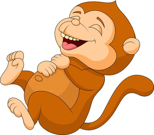 Mignon singe dessin animé rire — Image vectorielle